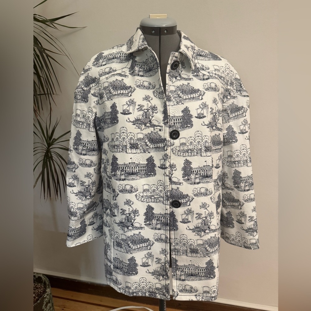 Womens Brooks Brothers Jacket Long Sleeve White House Toile Navy White